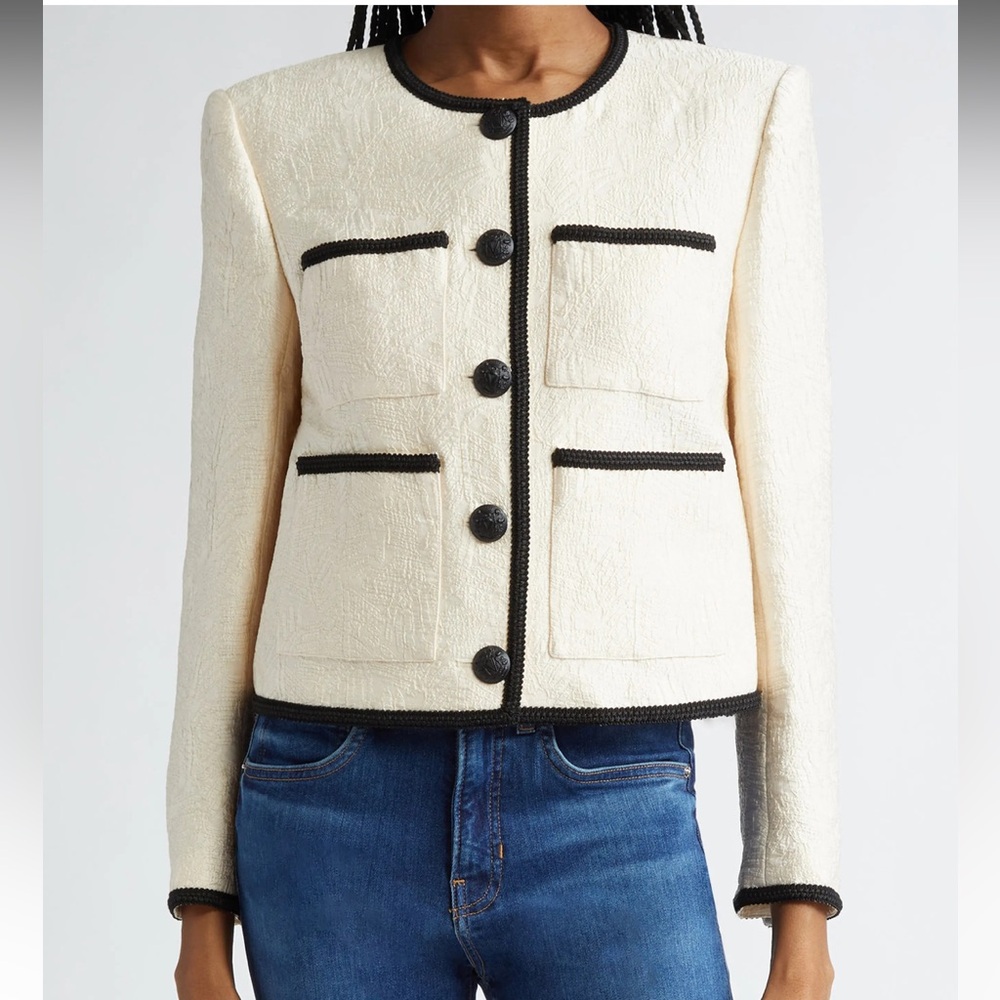 Veronica Beard Darla Contrast Piping Trim Jacket